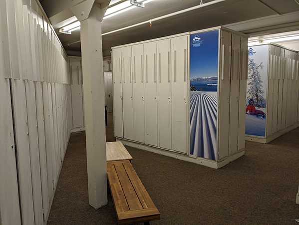 Diamond Peak wood locker room for season pass holders